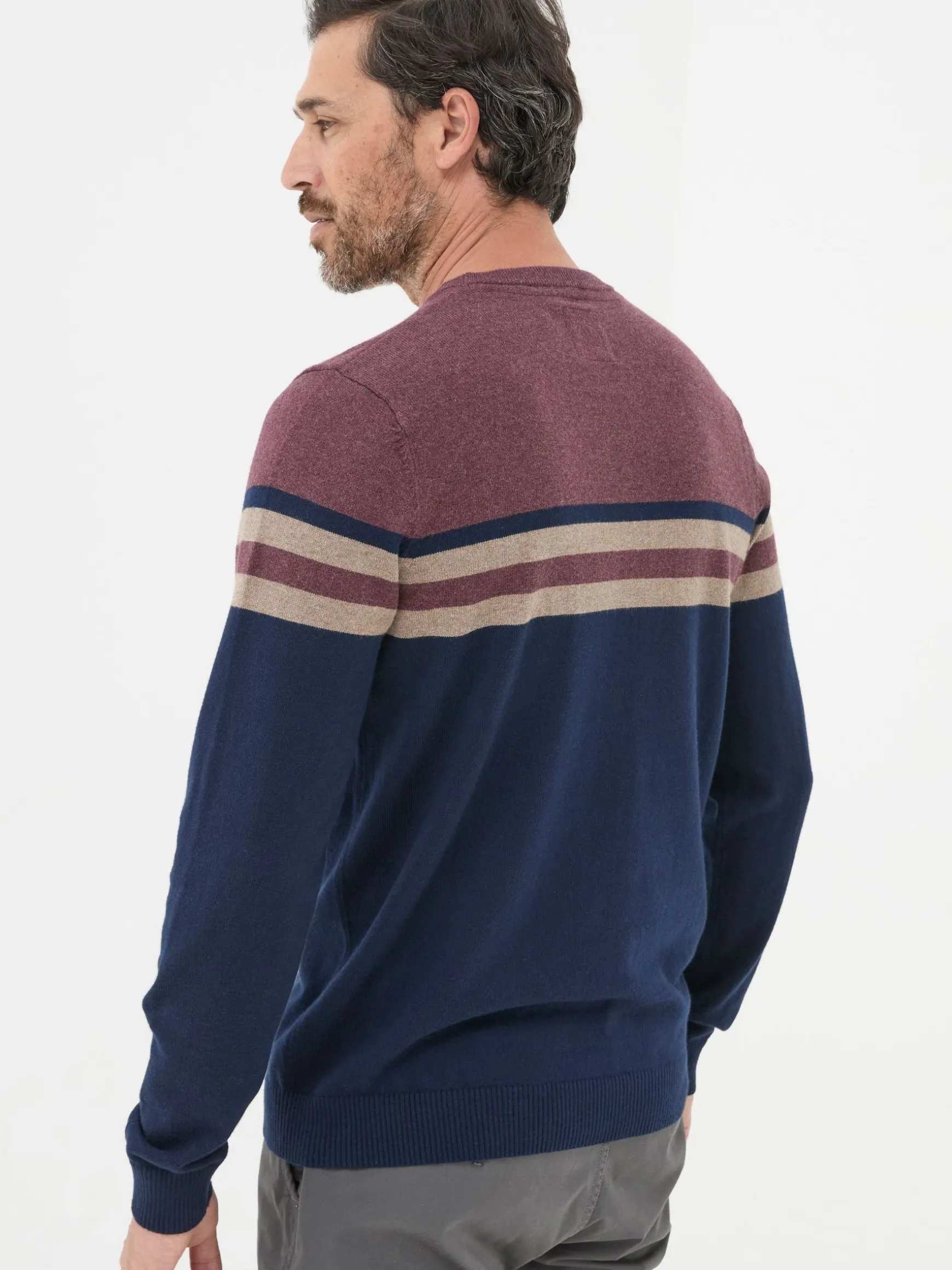 FatFace Rye Cotton Cashmere Crew Neck Jumper Burgundy Red Best Sale