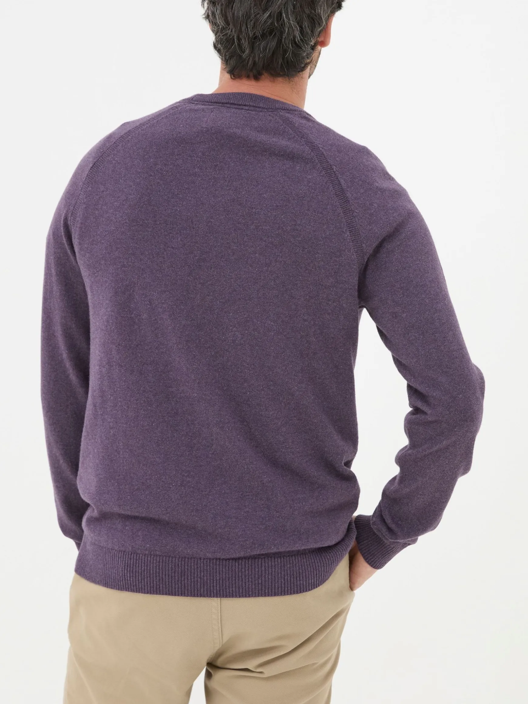 FatFace Rye Cotton Cashmere Crew Neck Jumper Purple Flash Sale