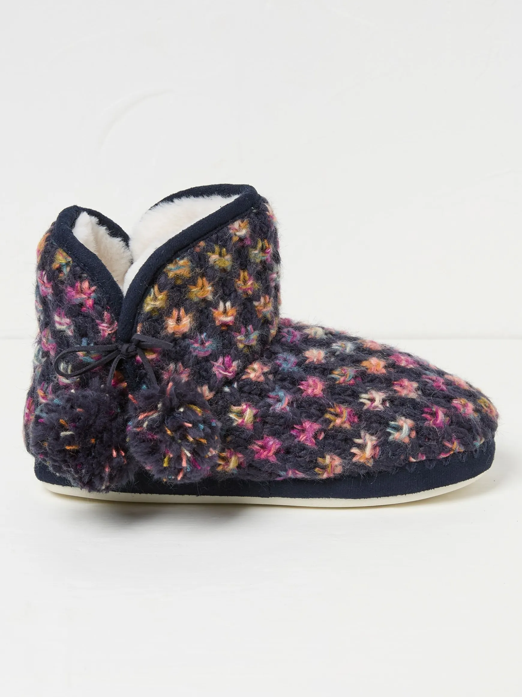 FatFace Sara Knit Slippers Boots Navy New