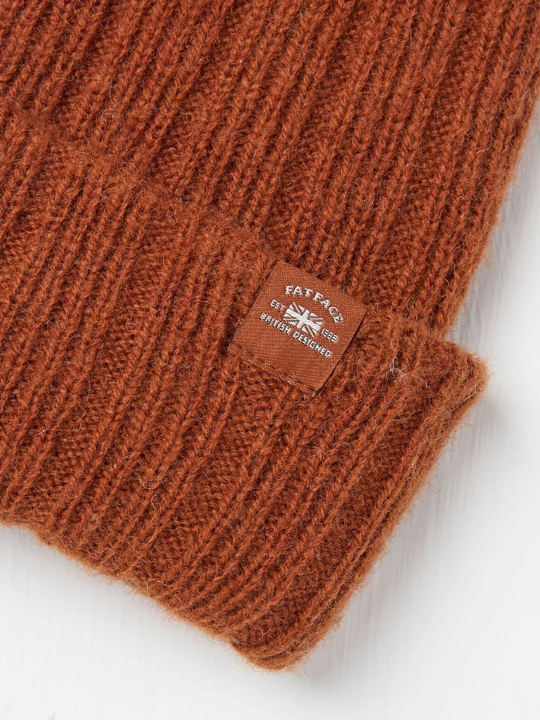 FatFace Sebastian Rib Beanie Burnt Orange Store