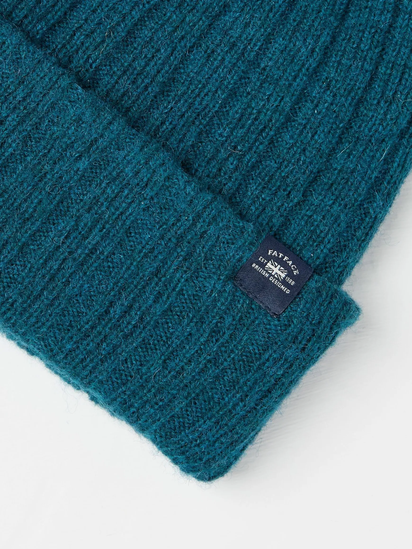 FatFace Sebastian Rib Beanie Teal Blue Cheap