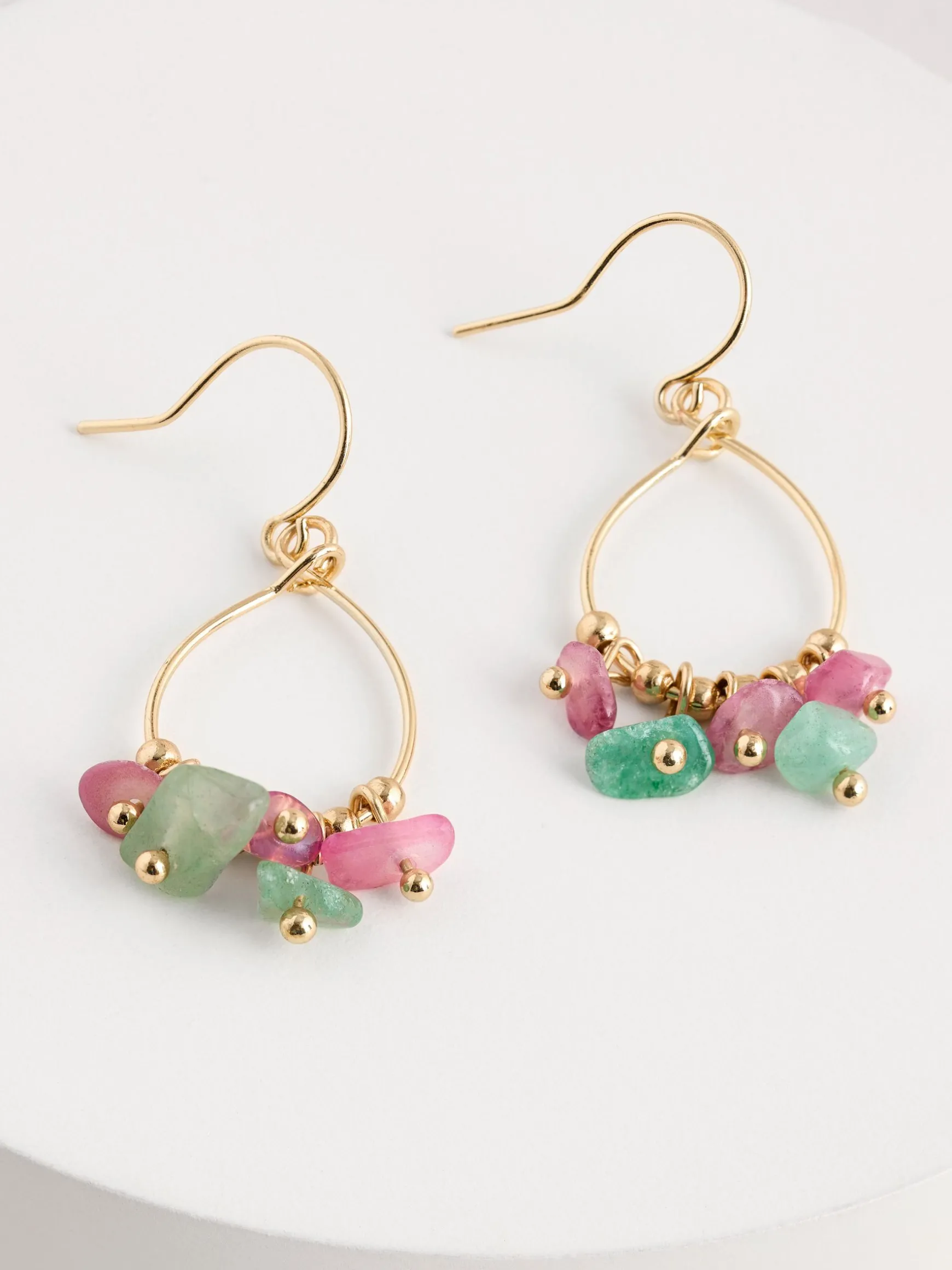 FatFace Semi Precious Stone Drop Earrings Multi Cheap