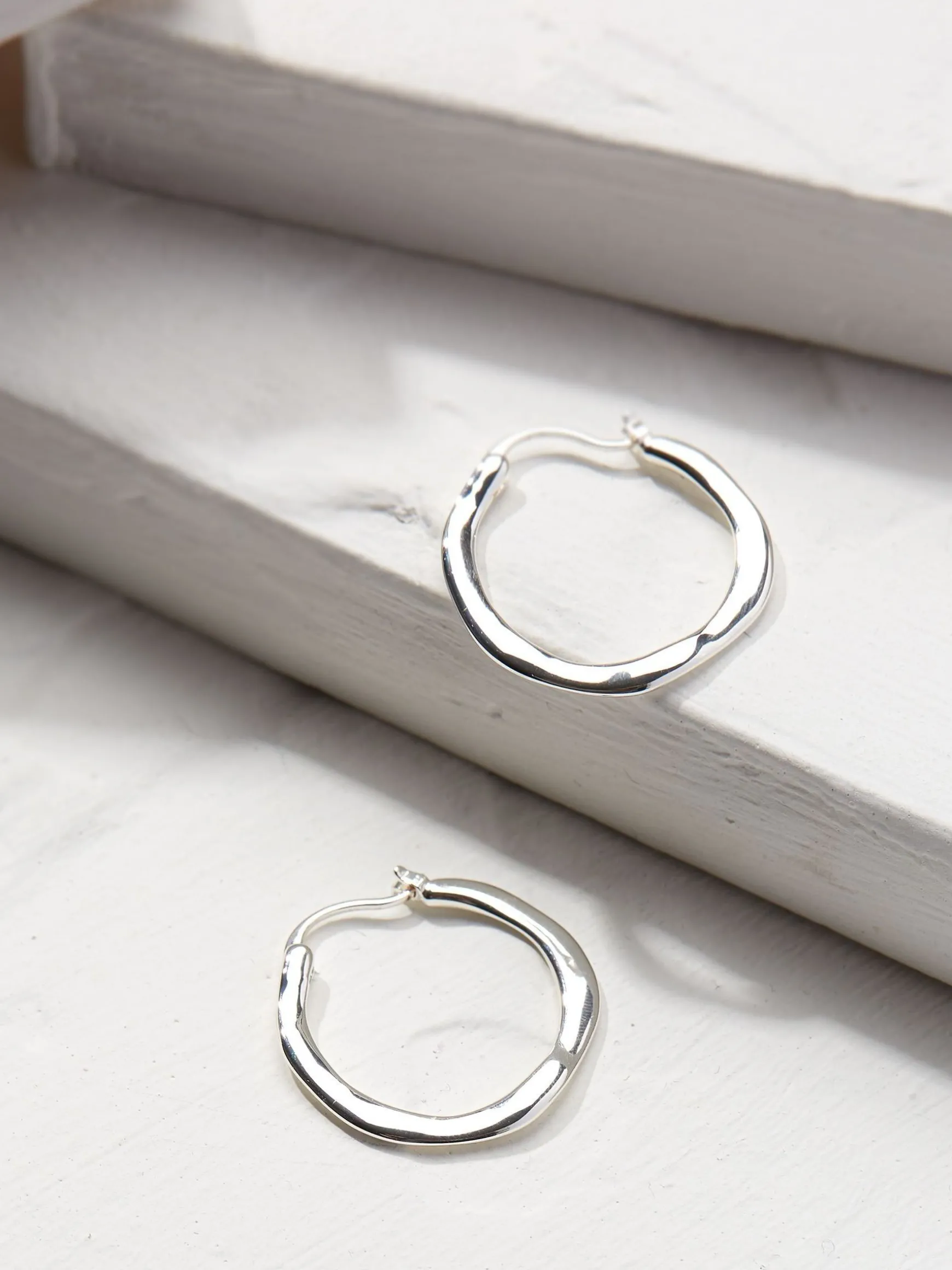 FatFace Hammered Hoops Silver Shop