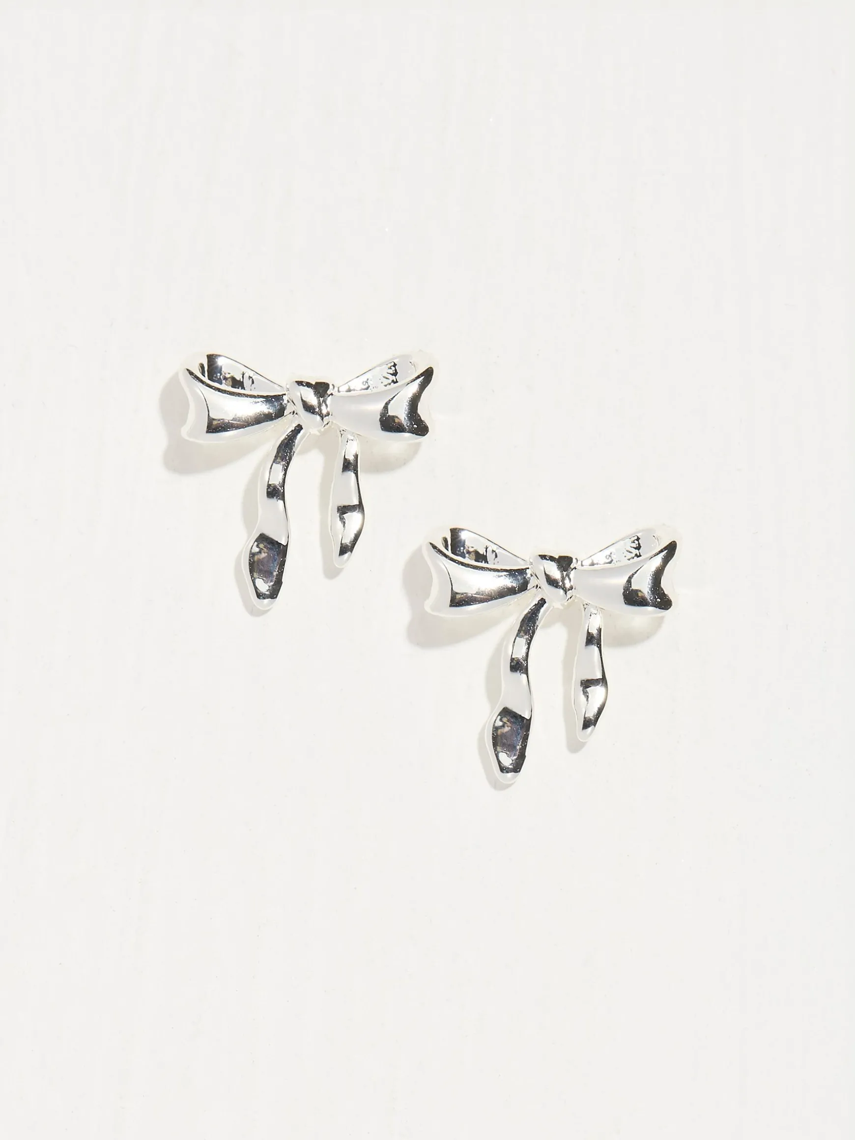 FatFace Tone Bow Earrings Silver New