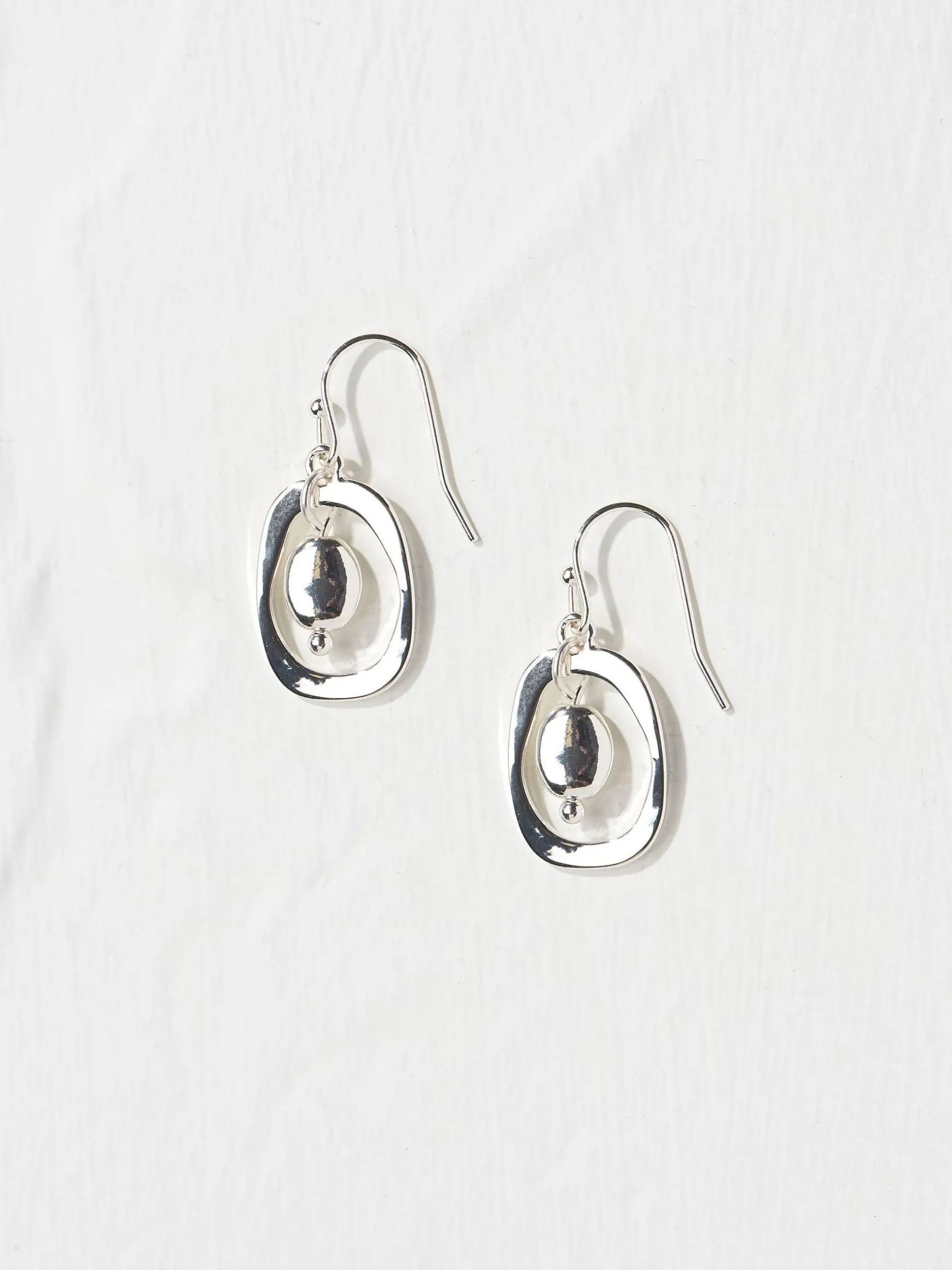 FatFace Tone Disc Earrings Silver Hot