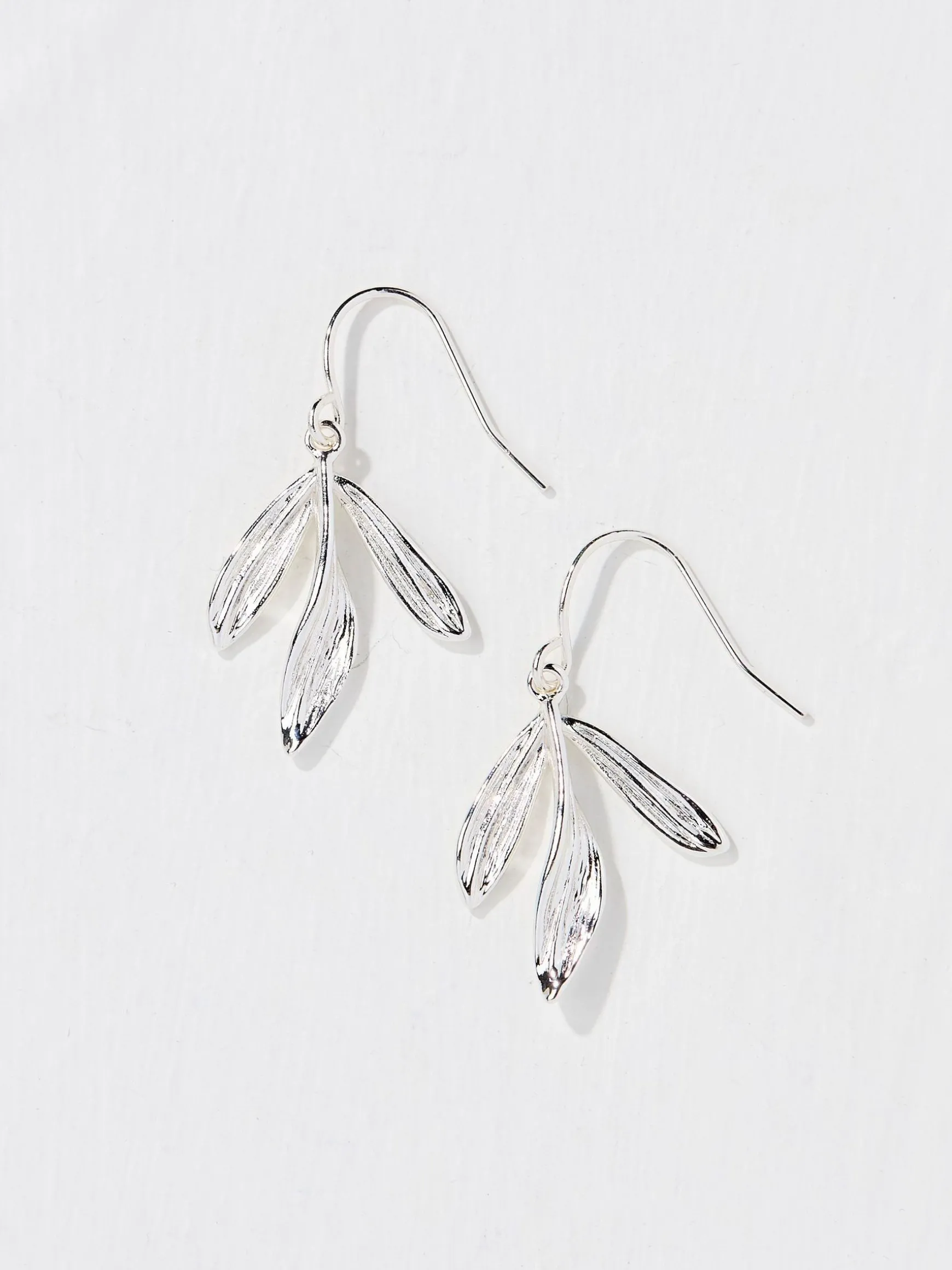 FatFace Large Leaf Earring Silver Tone Cheap