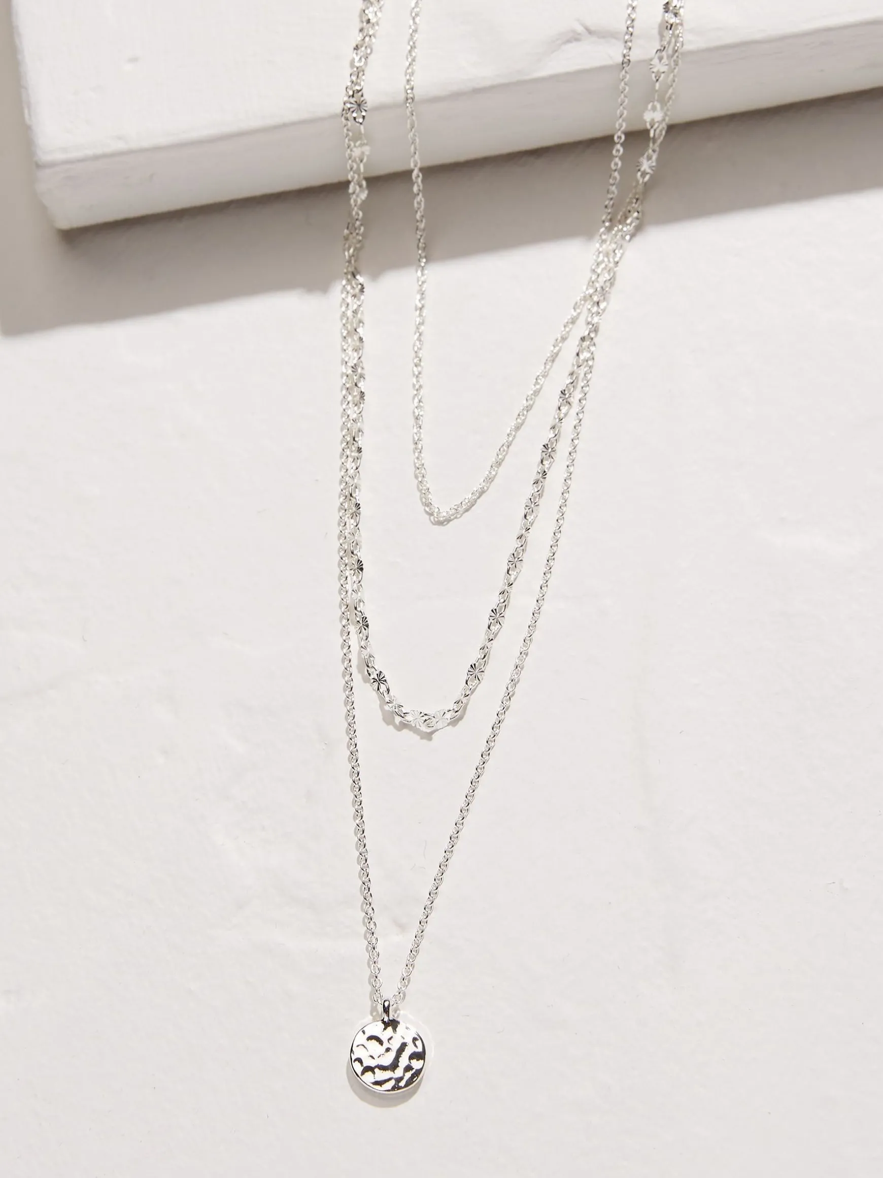 FatFace Tone Stacked Necklace Silver Cheap