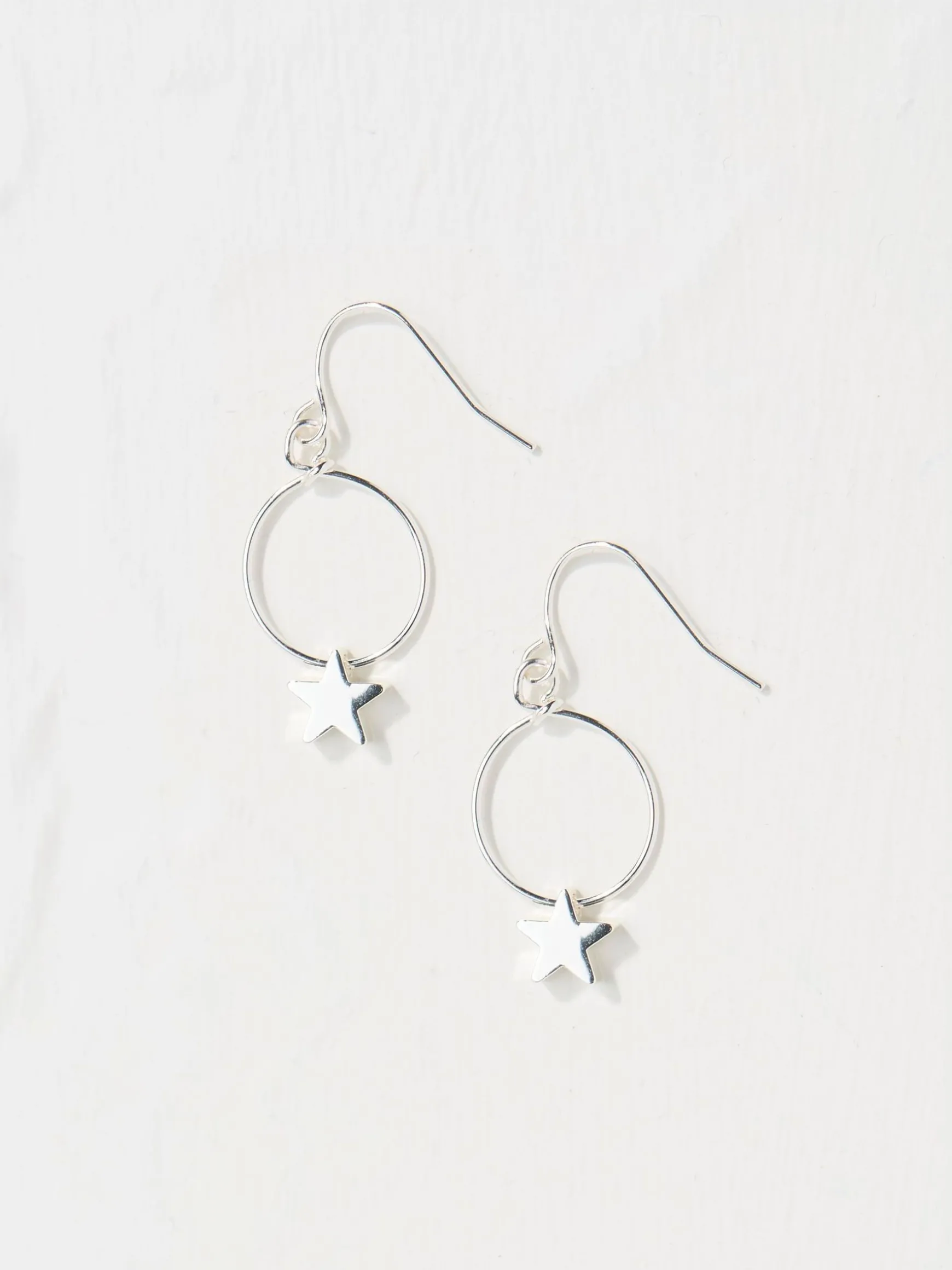 FatFace Star Drop Earrings Silver Tone Shop