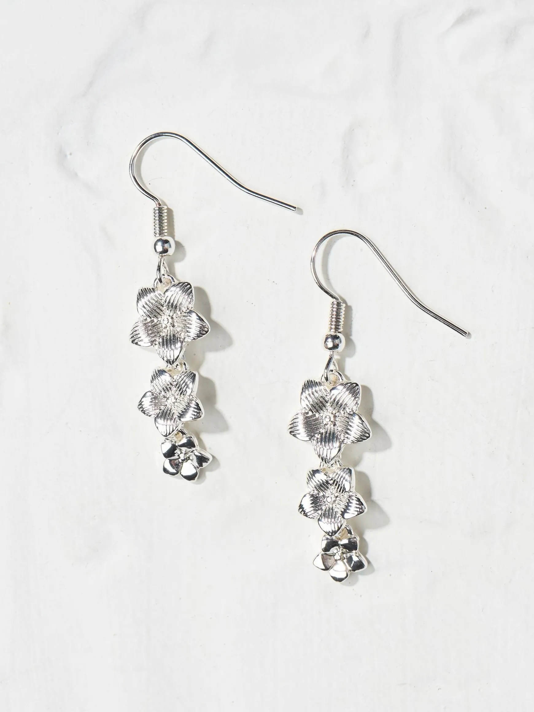 FatFace Trio Flower Earring Silver Tone Shop