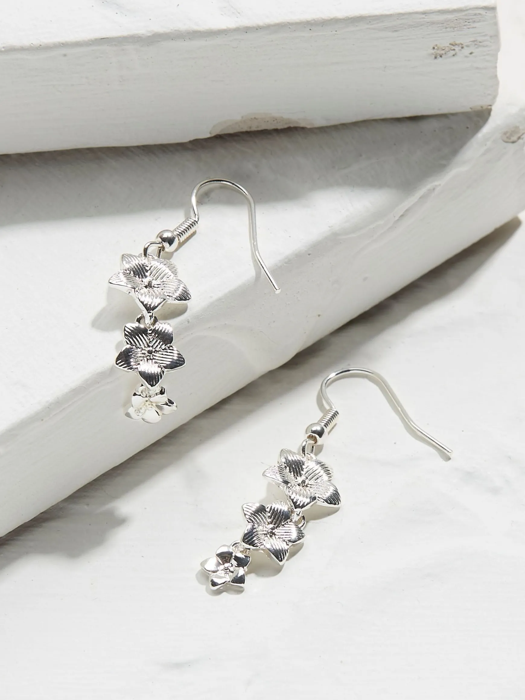 FatFace Trio Flower Earring Silver Tone Shop