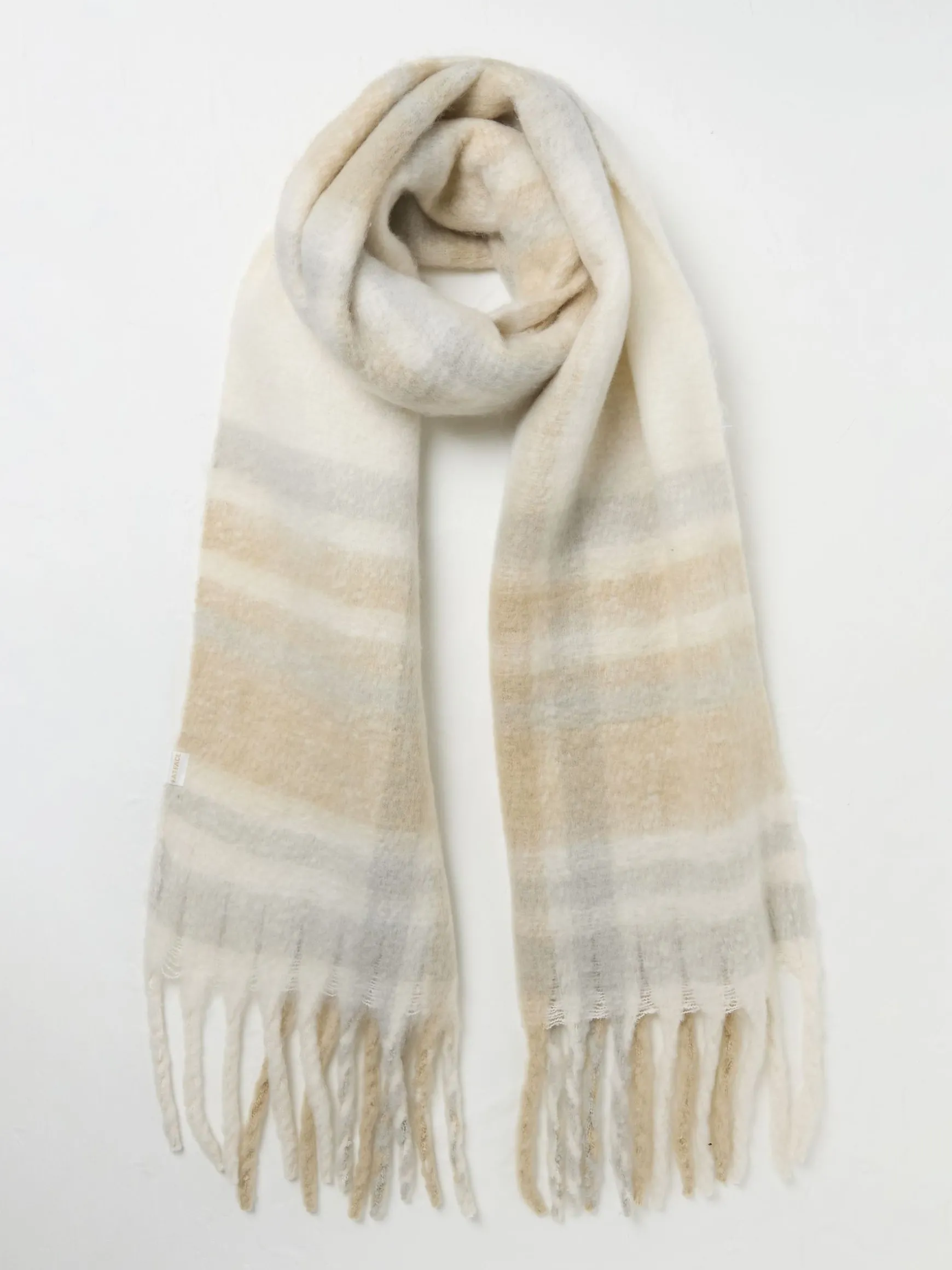 FatFace Talia Check Scarf Ivory Fashion