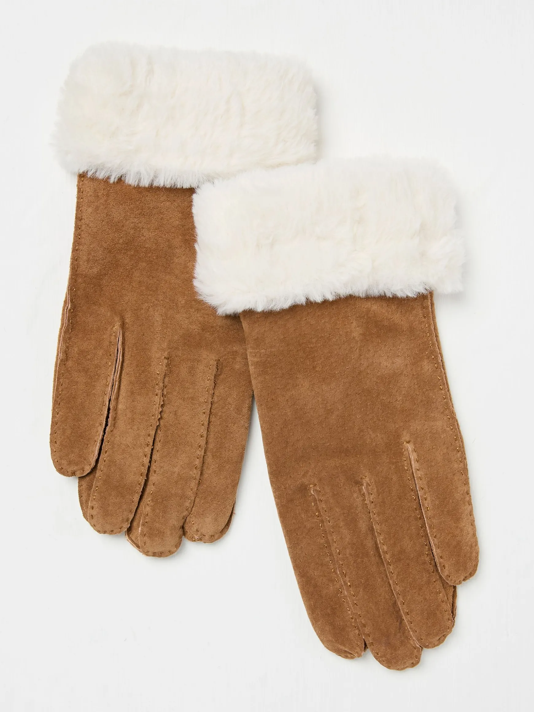 FatFace Suede Gloves Tan Brown Cheap