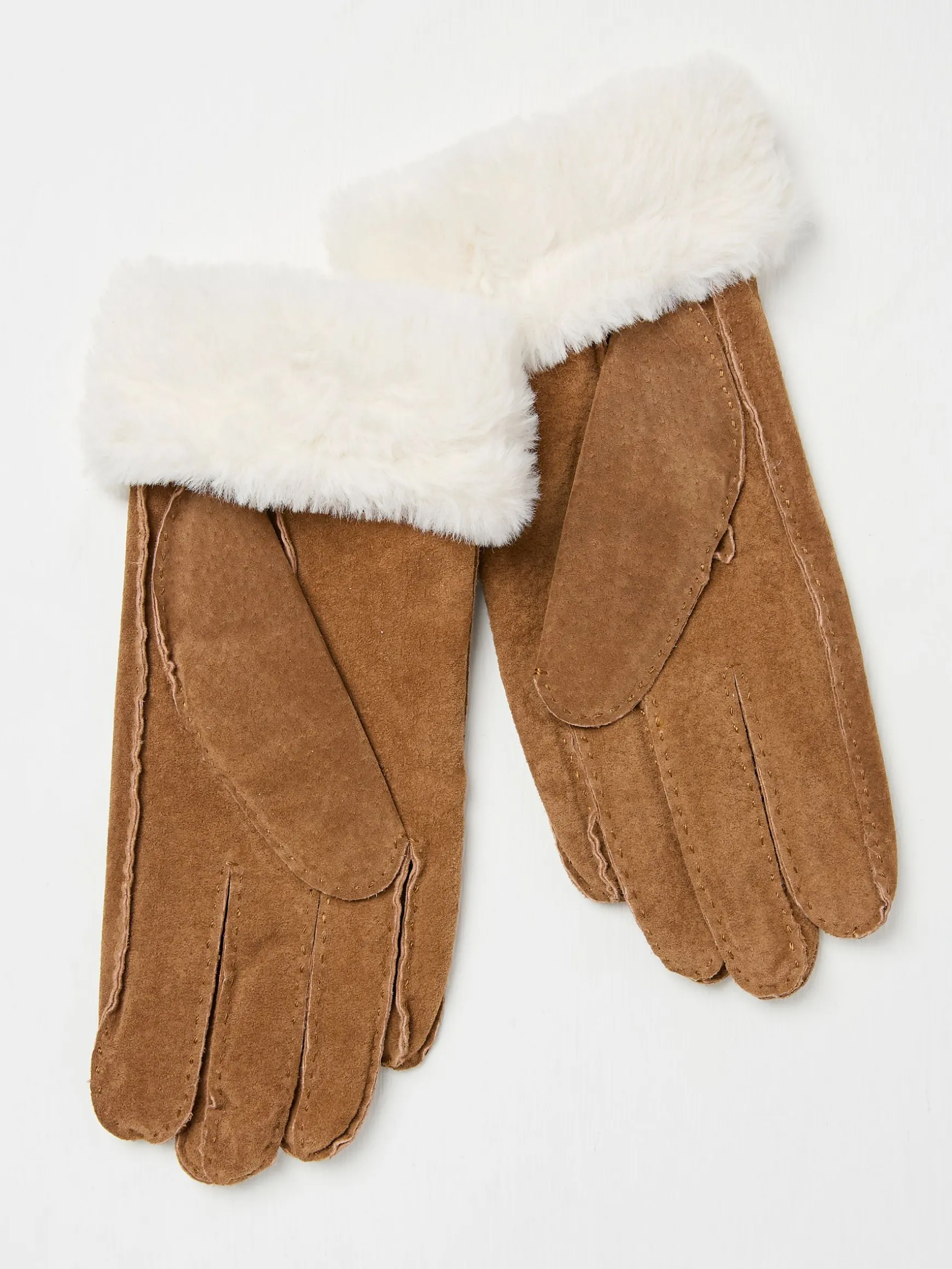 FatFace Suede Gloves Tan Brown Cheap