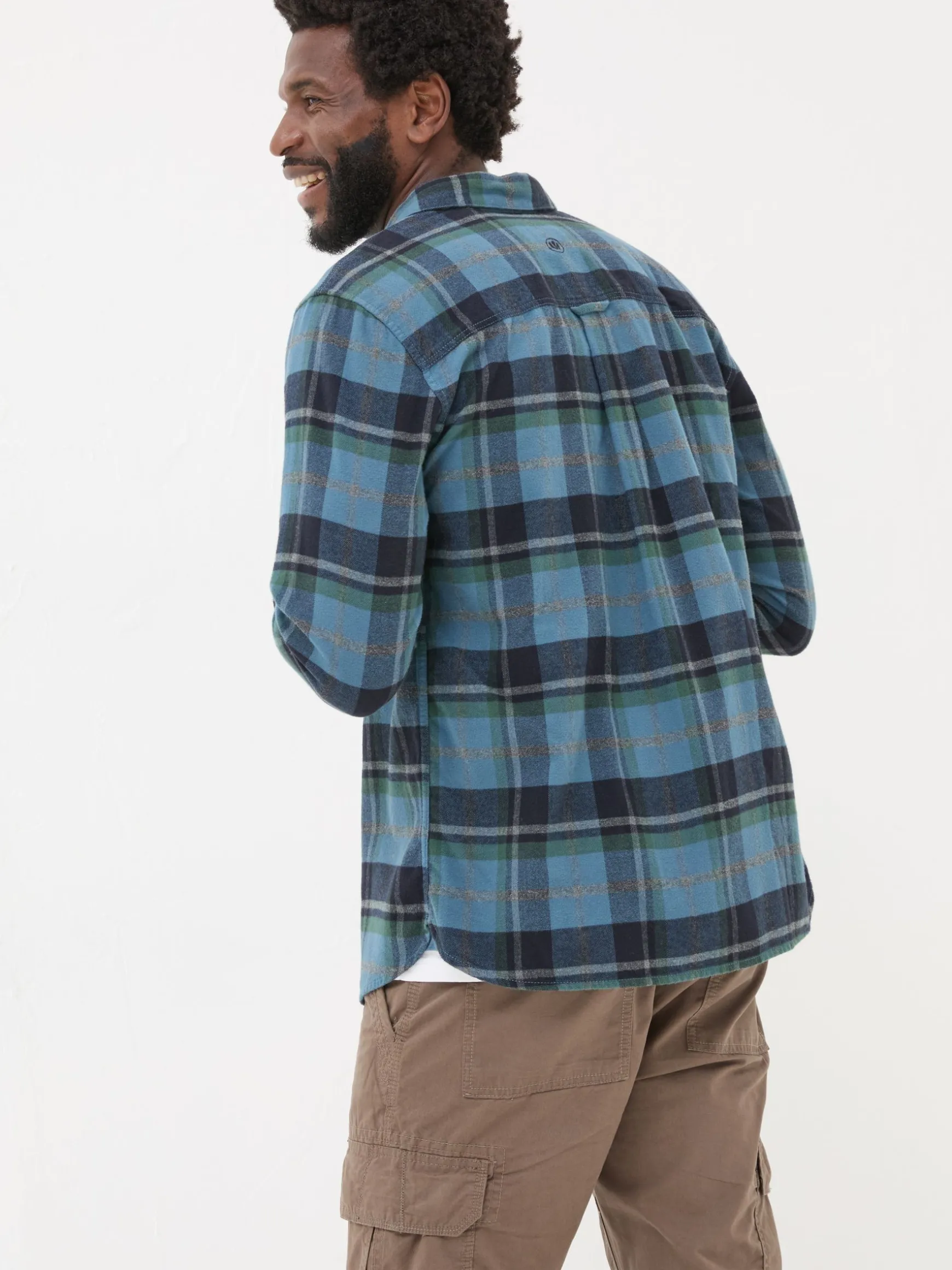 FatFace Long Sleeve Selby Check 100% Cotton Shirt Teal Blue Store