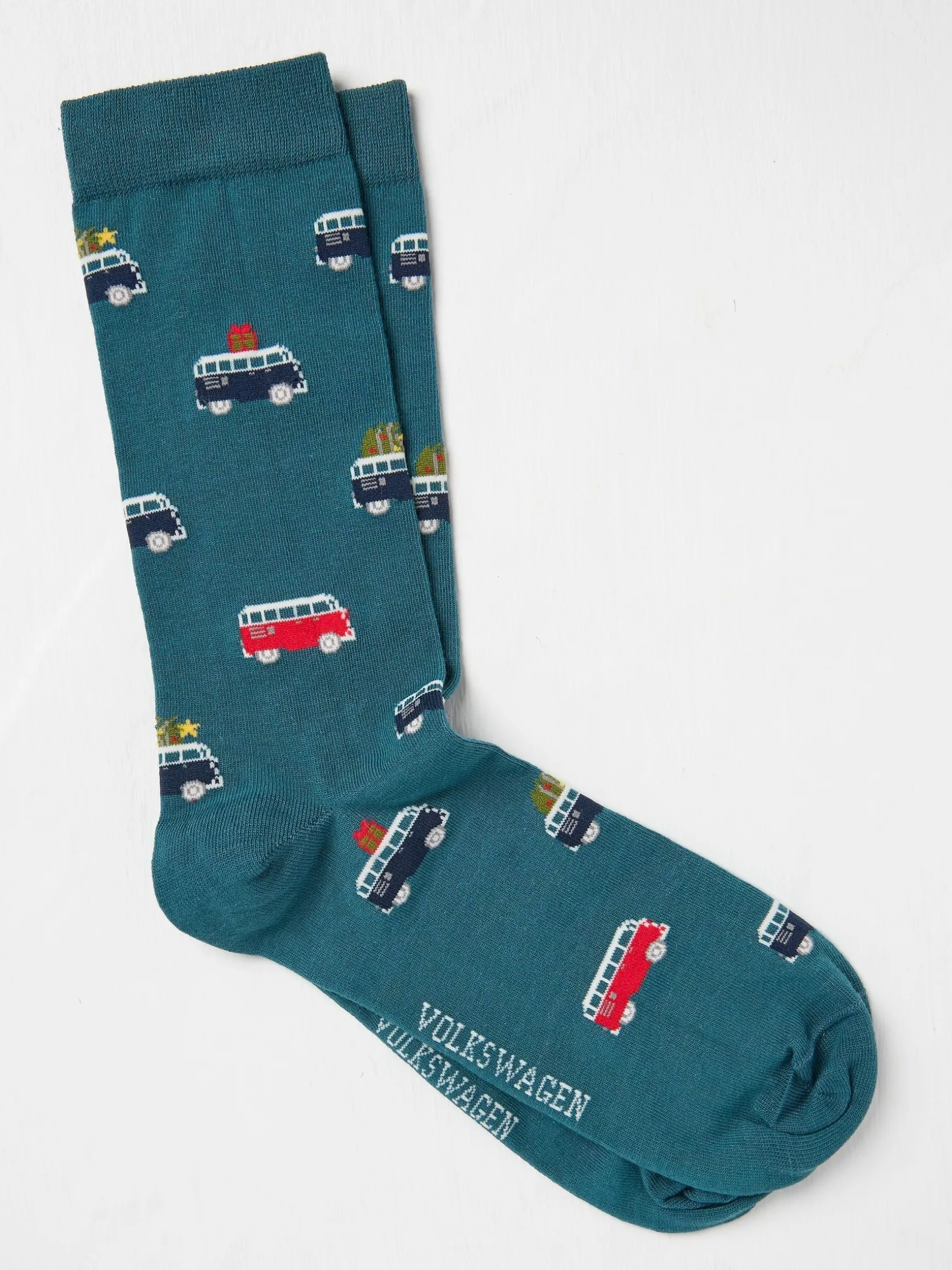 FatFace Mens VW Tree Socks 1 Pack Teal Blue Flash Sale