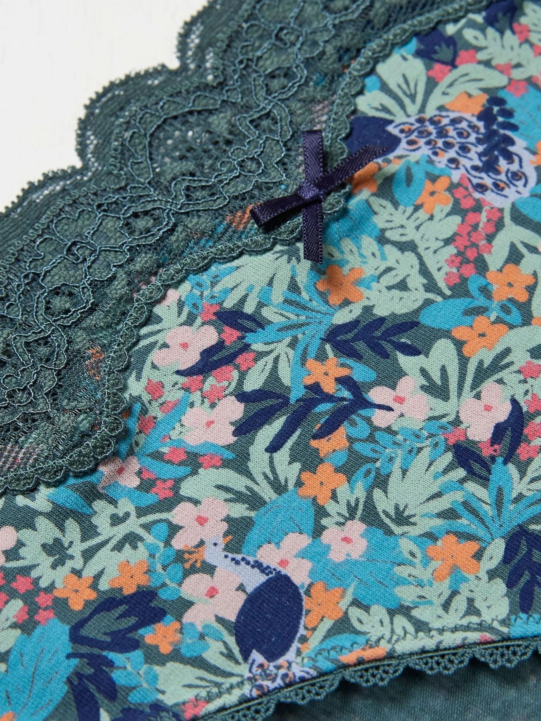 FatFace Peacock Floral Mini Knickers Teal Blue Outlet