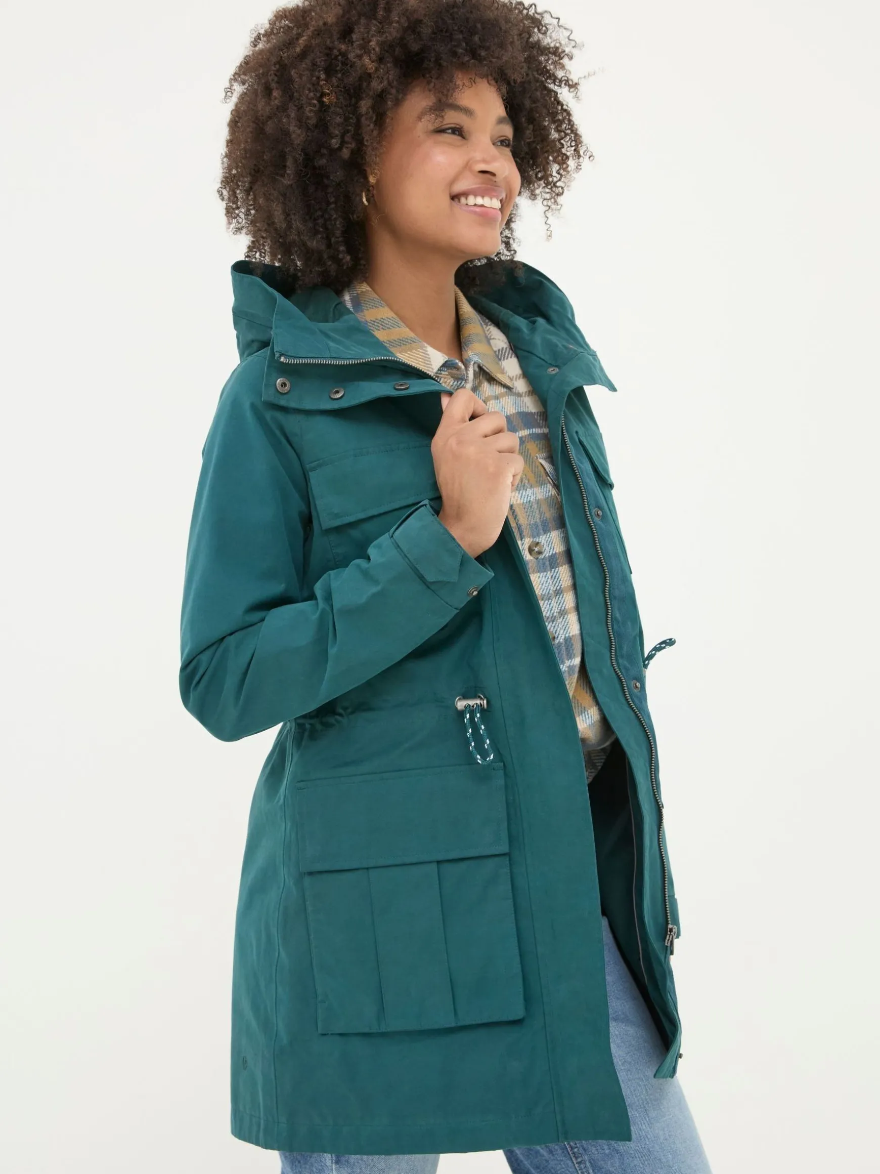 FatFace Tiegan Waterproof Coat Teal Blue Cheap