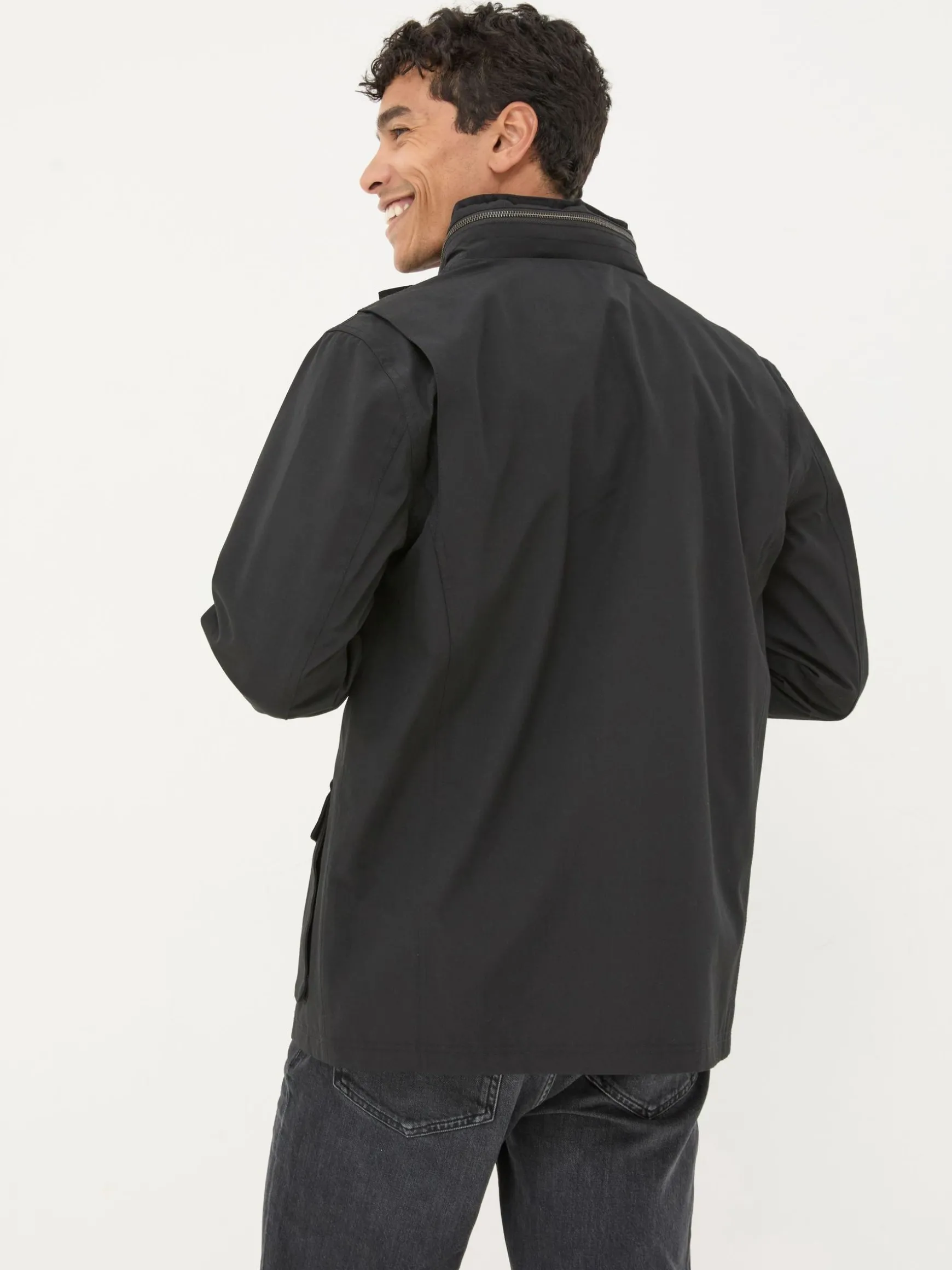 FatFace Truro Waterproof Jacket Black Hot