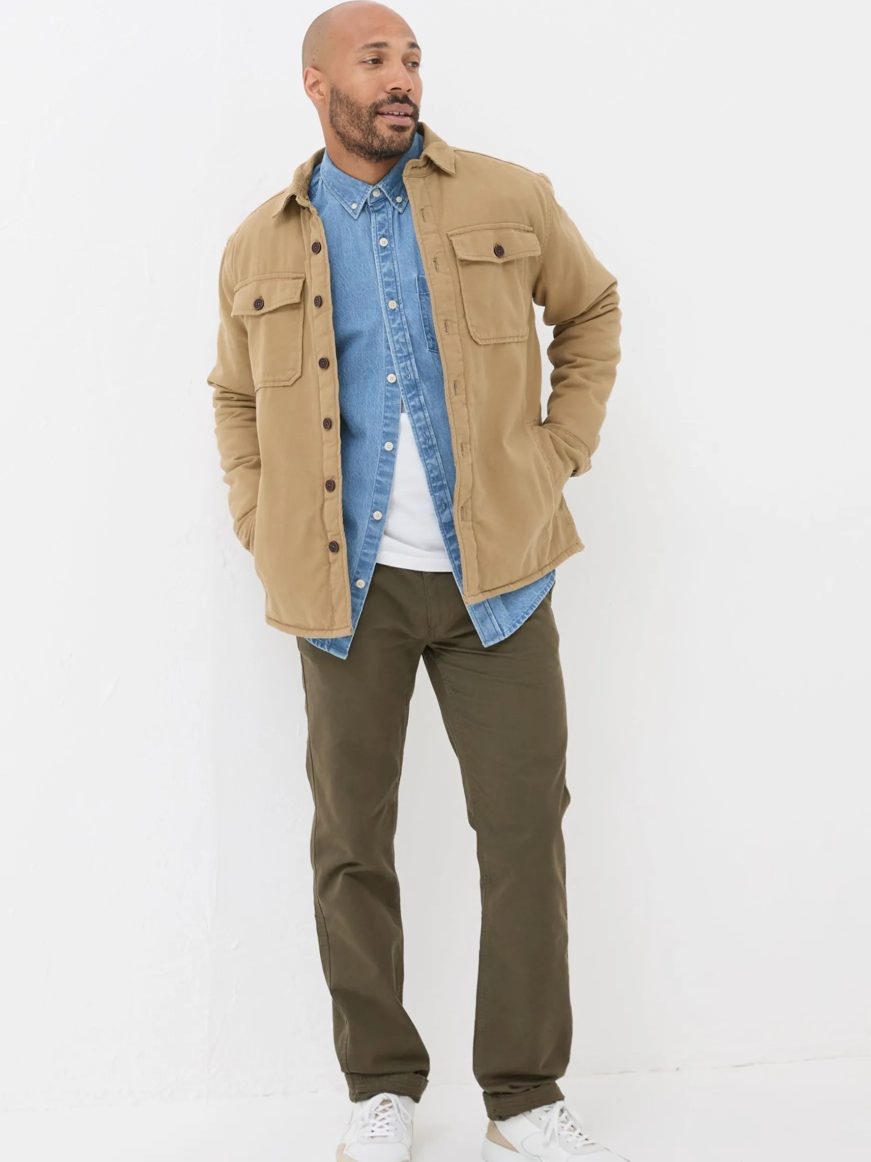 FatFace Walderton Overshirt Beige Outlet