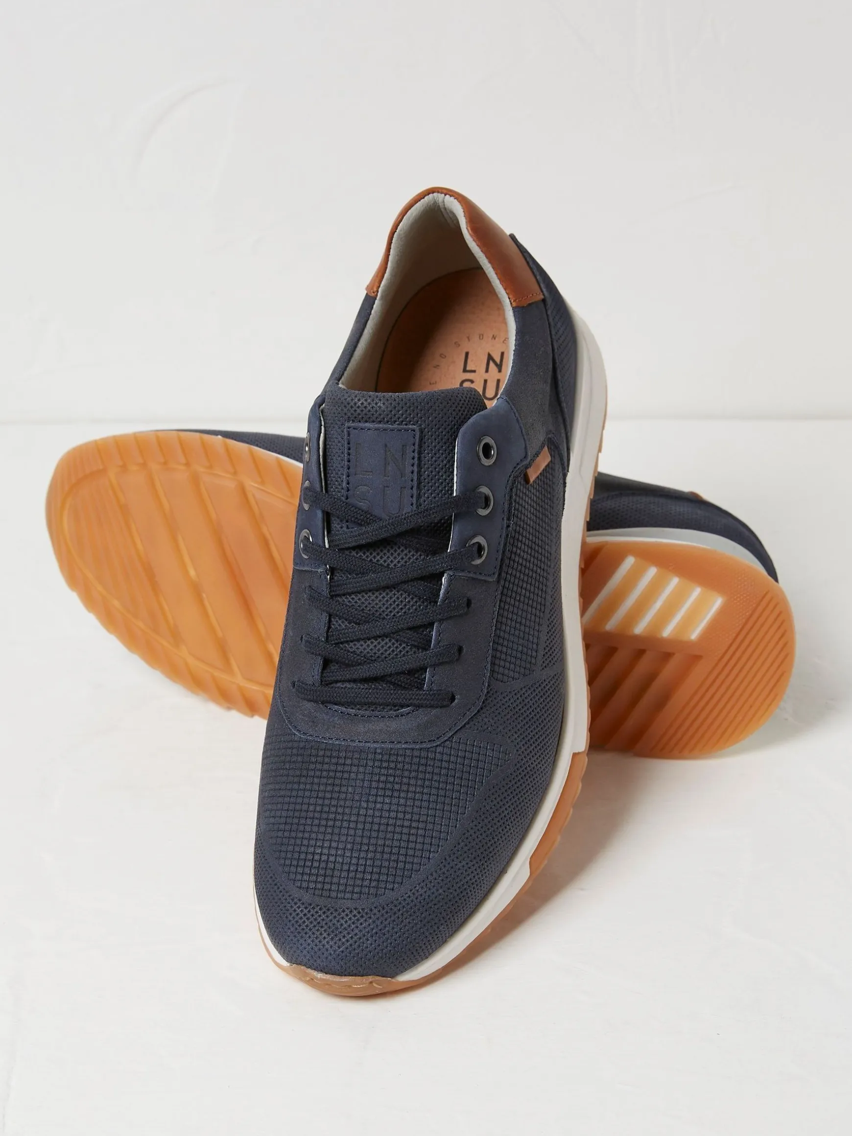 FatFace Wells Leather Runner Trainers Blue New