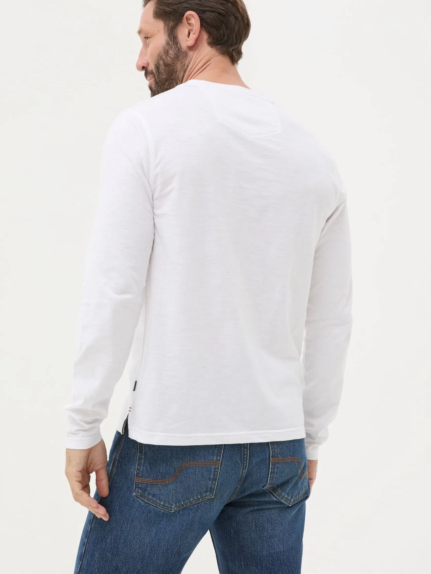 FatFace Woodside Long Sleeve Henley T Shirt White Hot